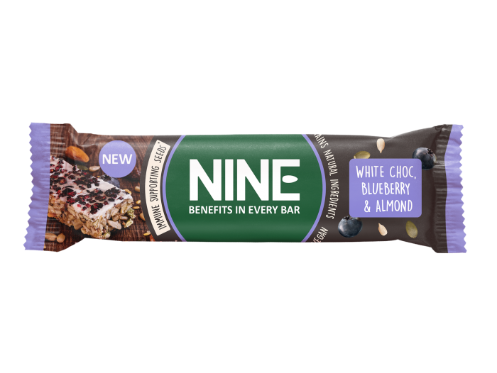 NINE BAR hvit sjokolade, blåbær og mandel